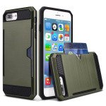 Wholesale iPhone 7 Plus Credit Card Armor Hybrid Case (Army Green)